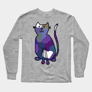 Blue Crystal Cat Animals Long Sleeve T-Shirt